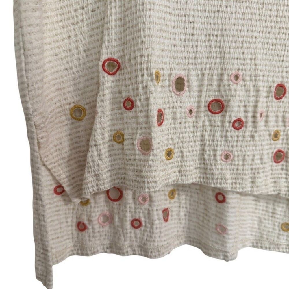 Anthropologie Postmark Sz XS Catina Linen Blend Embroidered Top Boho Beachy Casu - Picture 4 of 7